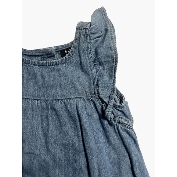 Baby GAP Denim Ruffle Flutter Sleeve Dress Infant Girls size 18 - 24 months Exce - Picture 2 of 4